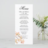 Elegant roze Sinaasappel bloesems elegant script Menu (Staand voorkant)