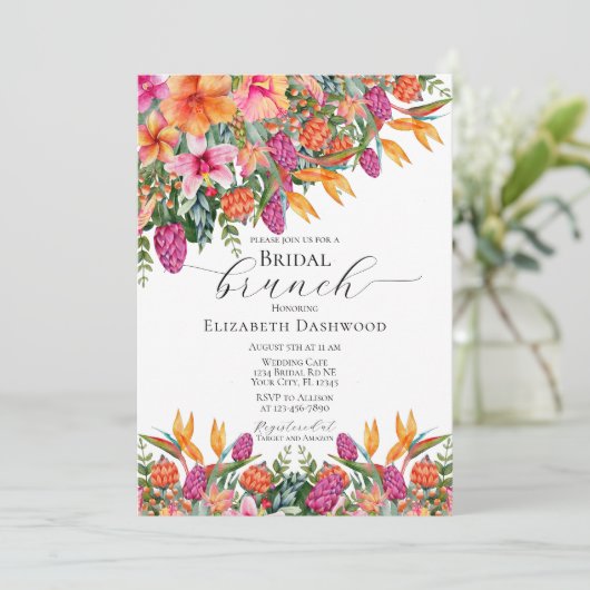 Elegant Roze Sinaasappel Tropische Bloemen Vrijgez Kaart (Staand voorkant)