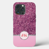Elegant Roze Sliver Glitter Custom monogrammed Case-Mate iPhone Case (Achterkant)