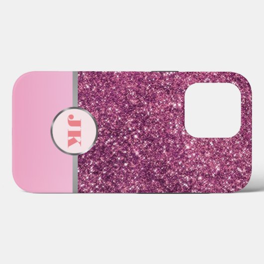 Elegant Roze Sliver Glitter Custom monogrammed Case-Mate iPhone Case (Achterkant (horizontaal))
