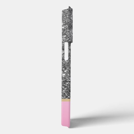 Elegant Roze Sliver Glitter Custom monogrammed Case-Mate iPhone Case (Achterkant / Rechts)