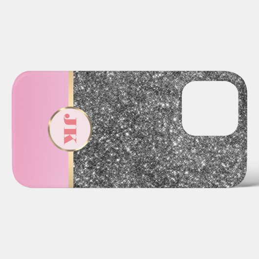 Elegant Roze Sliver Glitter Custom monogrammed Case-Mate iPhone Case (Achterkant (horizontaal))