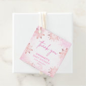 Elegant Roze Sneeuwvlok Meisje Baby shower Bedankjes Labels (In situ)