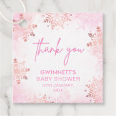 Elegant Roze Sneeuwvlok Meisje Baby shower Bedankjes Labels (Voorkant)