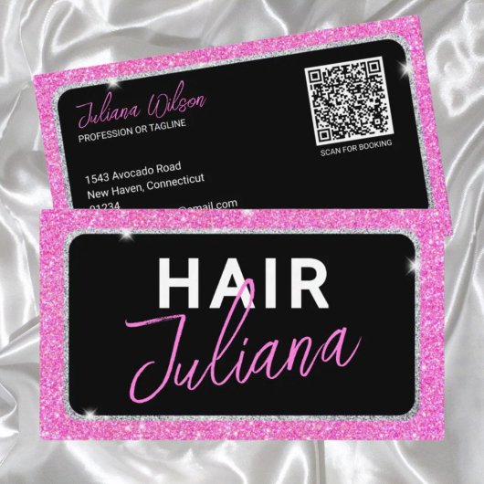 Elegant Roze Sparkle QR Code Visitekaartje