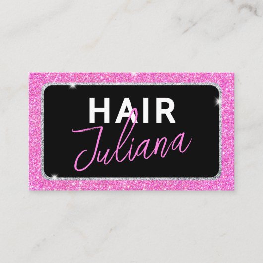 Elegant Roze Sparkle QR Code Visitekaartje (Voorkant)