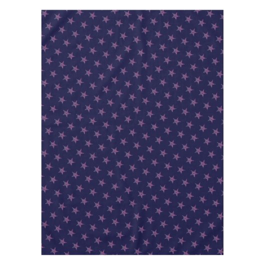 Elegant Roze Sparkle Stars op de marine Tafelkleed (Voorkant)