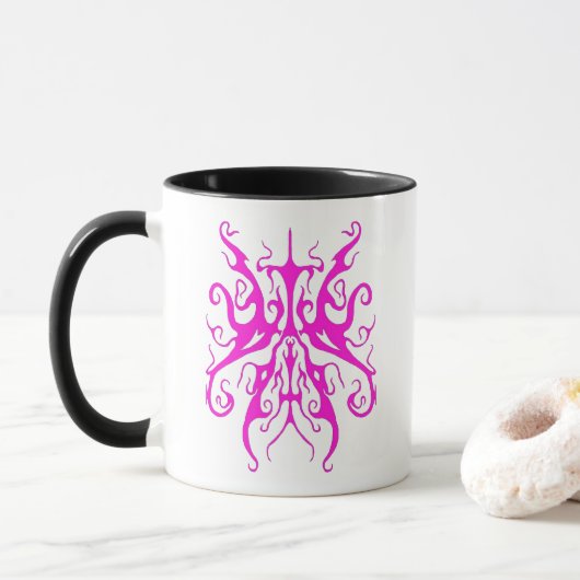Elegant Roze Stam Masker Abstract Design Mok (Met donut)