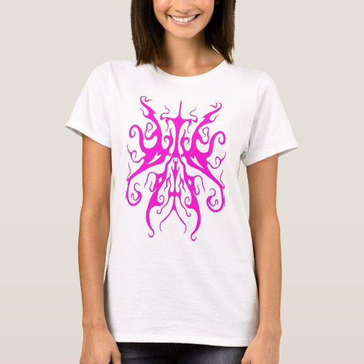 Elegant Roze Stam Masker Abstract Ontwerp T-shirt (Voorkant)