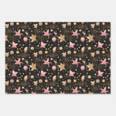 Elegant roze sterpatroon betegeld inpakpapier vel (Voorkant 3)