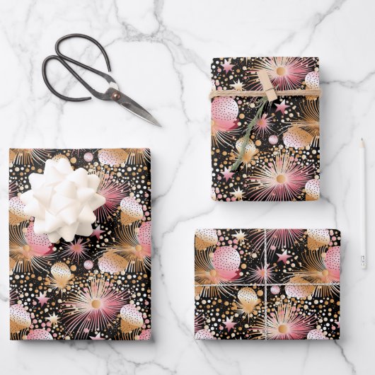 Elegant roze sterpatroon betegeld inpakpapier vel (Voorkant)