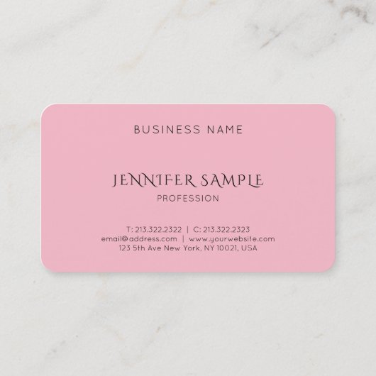 Elegant roze, stijlvol en modern visitekaartje (Achterkant)