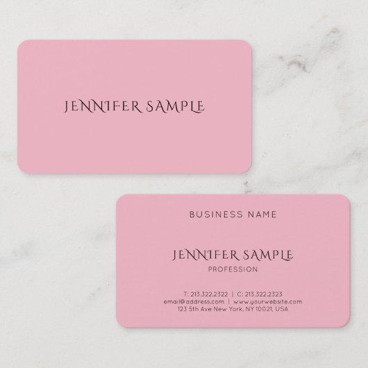 Elegant roze, stijlvol en modern visitekaartje (Voorkant / Achterkant)
