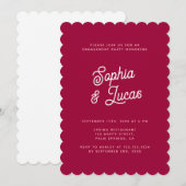 Elegant roze stijlvolle retro verlovingsfeest kaart (Voorkant / Achterkant)