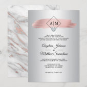 Elegant Roze Stoffig Roos Goud Marmer Zilveren Bru Kaart (Voorkant / Achterkant)