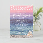 Elegant roze strand Mason Jar Lights Vrijgezellenf Kaart (Staand voorkant)