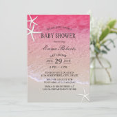Elegant roze strand Starfish Baby shower Kaart (Staand voorkant)