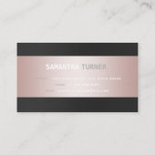 Elegant Roze Strepen Zwart Professioneel Monogram Visitekaartje (Achterkant)