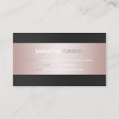 Elegant Roze Strepen Zwart Professioneel Monogram Visitekaartje (Achterkant)