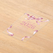 Elegant Roze Strik Afstudeerfeest Acryl Uitnodigingen (Laagn)