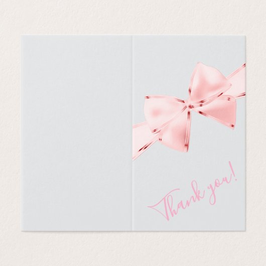 Elegant Roze strik Baby shower Dank u kaarten (Buitenkant ongevouwen)