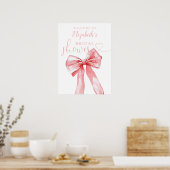 Elegant Roze Strik Bruidsfeest Welkomstbord Poster (Keuken)