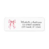 Elegant Roze Strik Das Retouradreslabel Etiket (Voorkant)