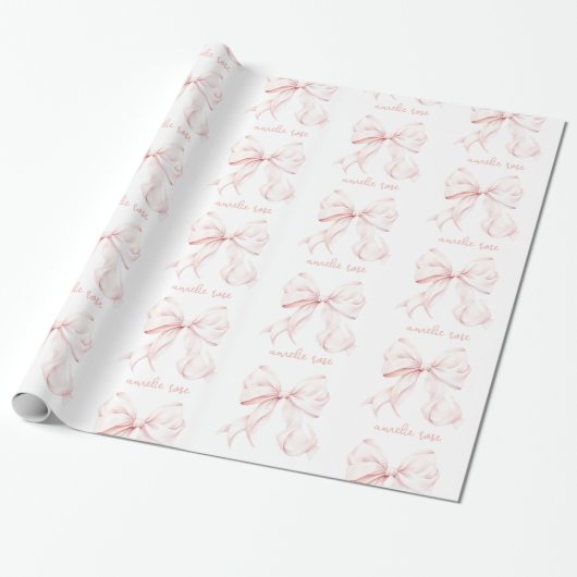Elegant roze strik inpakpapier (Uitgerold)