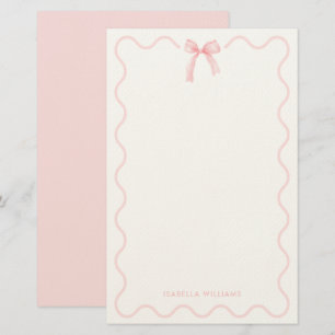 Elegant Roze Strik Meisje Persoonlijk Briefpapier