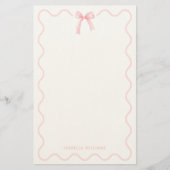 Elegant Roze Strik Meisje Persoonlijk Briefpapier (Voorkant)