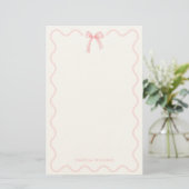 Elegant Roze Strik Meisje Persoonlijk Briefpapier (Staand voorkant)