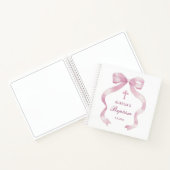 Elegant roze strikje doop gastenboek notitieboek (Binnen)