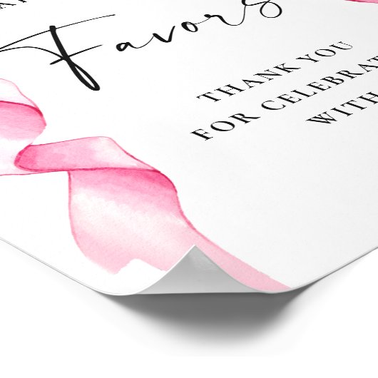 Elegant roze strikje lint geeft de voorkeur aan he poster (Hoek)