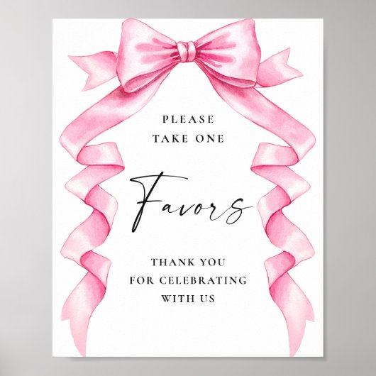 Elegant roze strikje lint geeft de voorkeur aan he poster (Voorkant)