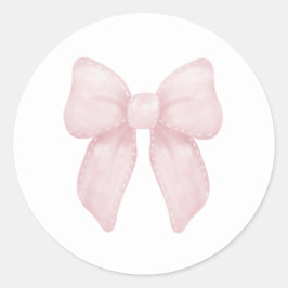 Elegant roze strikje meisje eerste verjaardag ronde sticker
