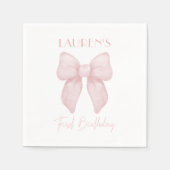 Elegant roze strikje meisje eerste verjaardag servet (Voorkant)