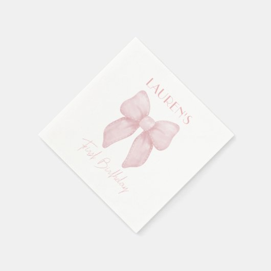 Elegant roze strikje meisje eerste verjaardag servet (Hoek)