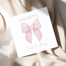 Elegant roze strikje meisje eerste verjaardag