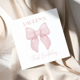 Elegant roze strikje meisje eerste verjaardag servet