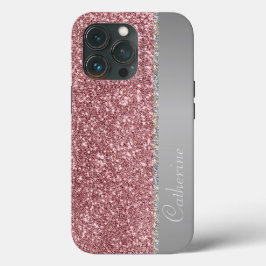 Elegant Roze Strip Glitter Aangepaste naam persona Case-Mate iPhone Case
