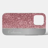 Elegant Roze Strip Glitter Aangepaste naam persona Case-Mate iPhone Case (Achterkant (horizontaal))