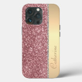 Elegant Roze Strip Glitter Aangepaste naam persona Case-Mate iPhone Case (Achterkant)