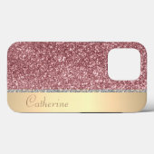 Elegant Roze Strip Glitter Aangepaste naam persona Case-Mate iPhone Case (Achterkant (horizontaal))