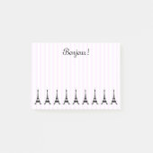 Elegant roze Stripe Eiffeltoren Frans thema Post-it® Notes (Voorkant)