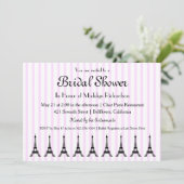 Elegant roze Stripe French Theme Vrijgezellenfeest Kaart (Staand voorkant)