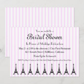 Elegant roze Stripe French Theme Vrijgezellenfeest Kaart (Voorkant / Achterkant)