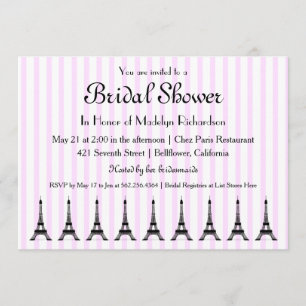 Elegant roze Stripe French Theme Vrijgezellenfeest Kaart