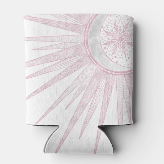 Elegant roze Sun Moon Doodle Mandala White Design Blikjeskoeler (Achterkant)