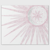 Elegant roze Sun Moon Doodle Mandala White Design Cadeaupapier (Vlak)