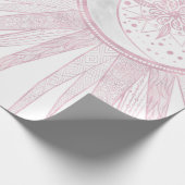Elegant roze Sun Moon Doodle Mandala White Design Cadeaupapier (Hoek)